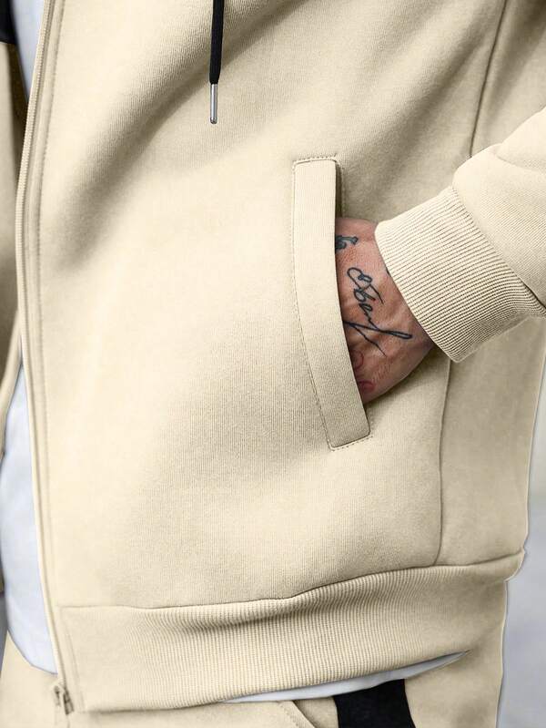Conjunto Moletom Com Zíper e Calça Com Bolsos Laterais