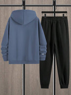 Conjunto Com Capuz Estampado Calça Jogger Com Cordão