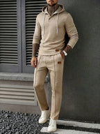 Conjunto Moletom Com Capuz Texturizado e Calça Com Cordão