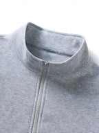 Suéter Meio Zíper Gola Alta Com Ribana Minimalista Casual