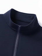 Suéter Meio Zíper Gola Alta Com Ribana Minimalista Casual