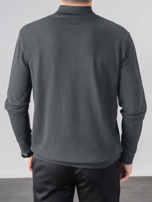 Suéter Gola Alta Tricot Minimalista Com Ribana Regular Fit