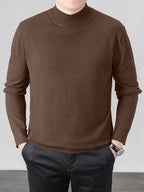 Suéter Gola Alta Tricot Minimalista Com Ribana Regular Fit