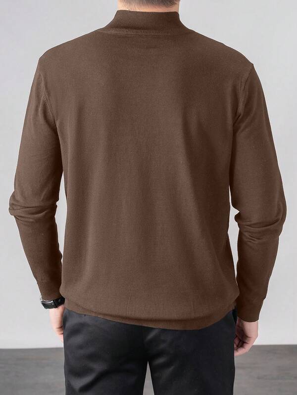 Suéter Gola Alta Tricot Minimalista Com Ribana Regular Fit