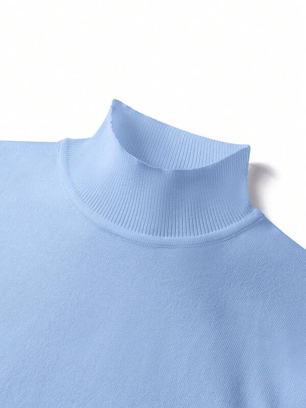 Suéter Gola Alta Tricot Minimalista Com Ribana Regular Fit