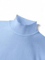 Suéter Gola Alta Tricot Minimalista Com Ribana Regular Fit