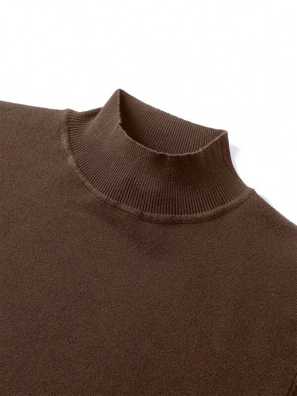 Suéter Gola Alta Tricot Minimalista Com Ribana Regular Fit