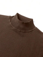 Suéter Gola Alta Tricot Minimalista Com Ribana Regular Fit