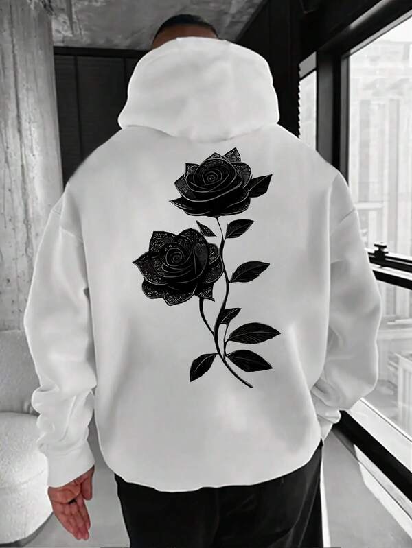 Moletom Com Capuz Ribana Estampa Floral Street Urbano