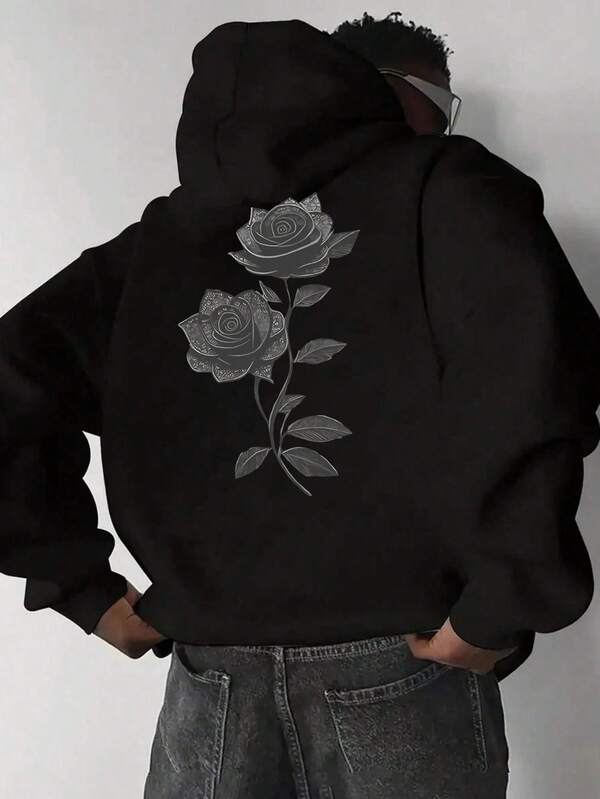 Moletom Com Capuz Ribana Estampa Floral Street Urbano