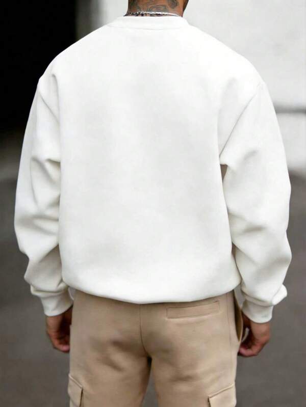 Suéter Gola Alta Bordado Com Ribana Minimalista Casual Regular