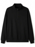 Suéter Meio Zíper Gola Alta Com Ribana Oversized Minimalista