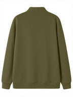 Suéter Meio Zíper Gola Alta Com Ribana Oversized Casual