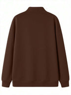 Suéter Meio Zíper Gola Alta Com Ribana Oversized Casual