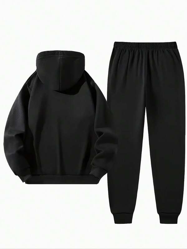 Conjunto Moletom Com Capuz e Calça Estampada Com Punho
