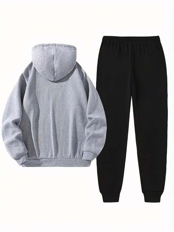 Conjunto Moletom Com Capuz e Calça Estampada Com Punho