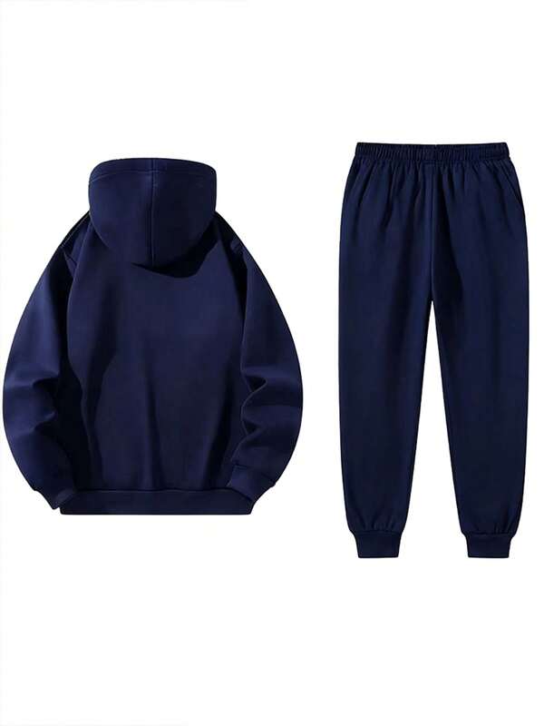Conjunto Moletom Com Capuz e Calça Estampada Com Punho