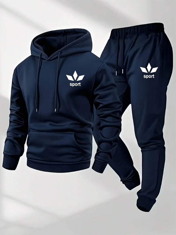 Conjunto Moletom Com Capuz e Calça Estampada Com Punho