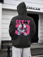 Moletom Com Capuz Estampa Personagens Nas Costas Lettering Grande