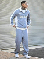 Conjunto Moletom Meio Zíper Lettering e Calça Com Cordão