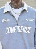 Conjunto Moletom Meio Zíper Lettering e Calça Com Cordão