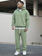 Conjunto Moletom Meio Zíper Com Capuz e Calça Cordão