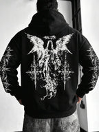 Moletom Com Capuz Estampa Angelical Costas Manga Estampada