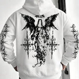 Moletom Com Capuz Estampa Angelical Costas Manga Estampada
