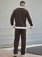 Conjunto Moletom Meio Zíper Lettering e Calça Com Cordão