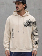 Moletom Com Capuz Estampa Dragão Lettering Vertical Ribana