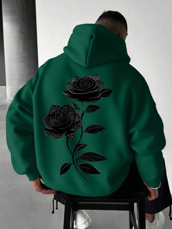 Moletom Com Capuz Ribana Estampa Floral Street Urbano