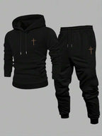 Conjunto Moletom Com Capuz e Calça Com Cordão Patch
