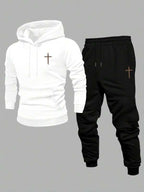 Conjunto Moletom Com Capuz e Calça Com Cordão Patch