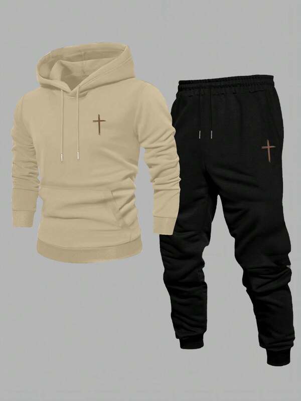Conjunto Moletom Com Capuz e Calça Com Cordão Patch