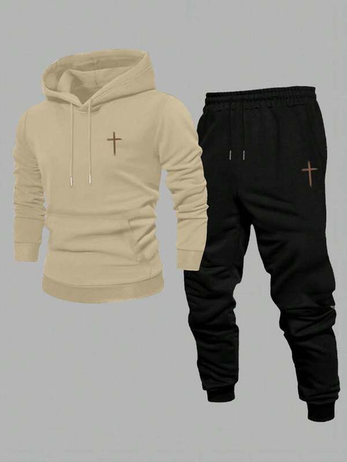 Conjunto Moletom Com Capuz e Calça Com Cordão Patch