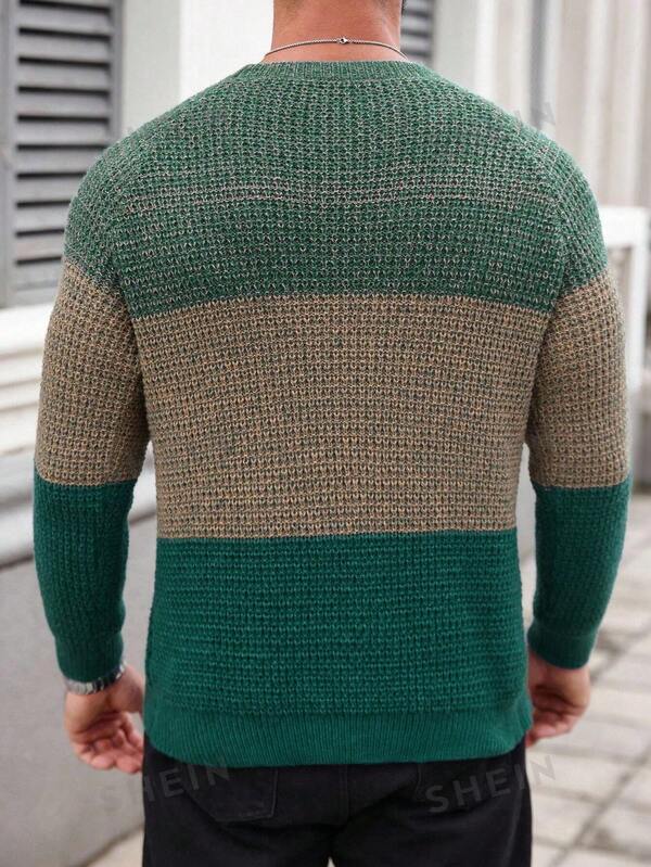 Suéter Tricot Texturizado Gola Redonda Com Ribana Casual