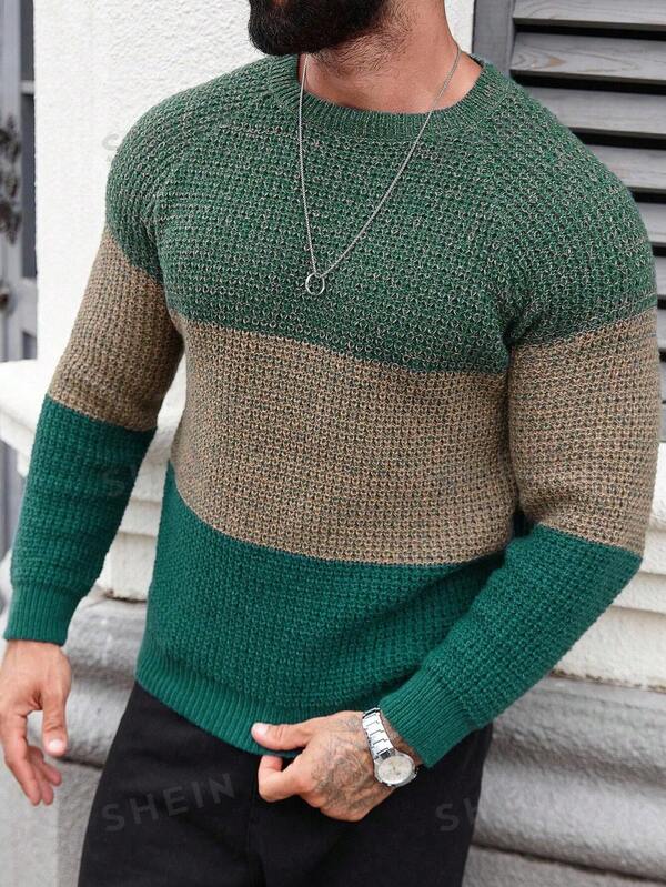 Suéter Tricot Texturizado Gola Redonda Com Ribana Casual
