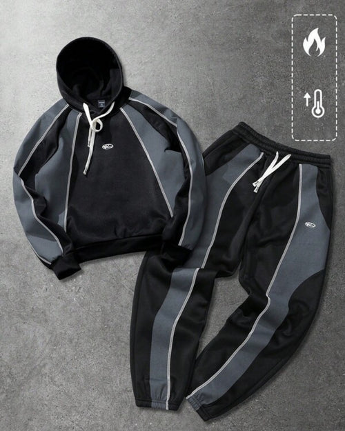 Conjunto Moletom Com Capuz e Calça Com Cordão Com Punho