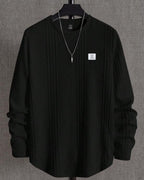 Suéter Tricot Texturizado Patch Gola Redonda Com Ribana Casual