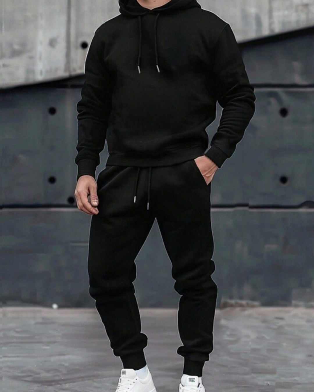 Conjunto Moletom Com Capuz e Calça Com Cordão