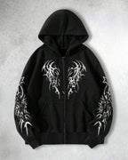 Moletom Com Capuz Com Zíper Estampa Angelical Frontal Ribana