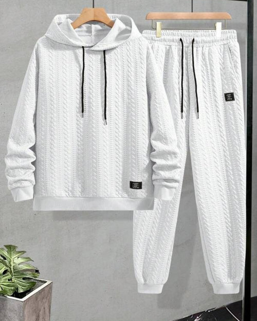Conjunto Moletom Com Capuz e Calça Texturizada Com Punho