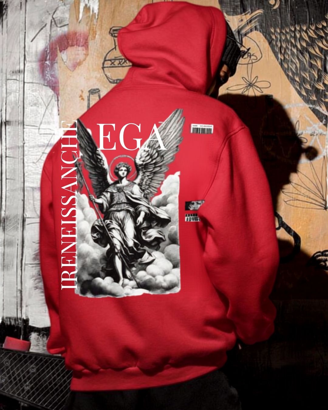 Moletom Com Capuz Estampa Angelical Costas Lettering Vertical