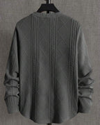 Suéter Tricot Texturizado Patch Gola Redonda Com Ribana Casual