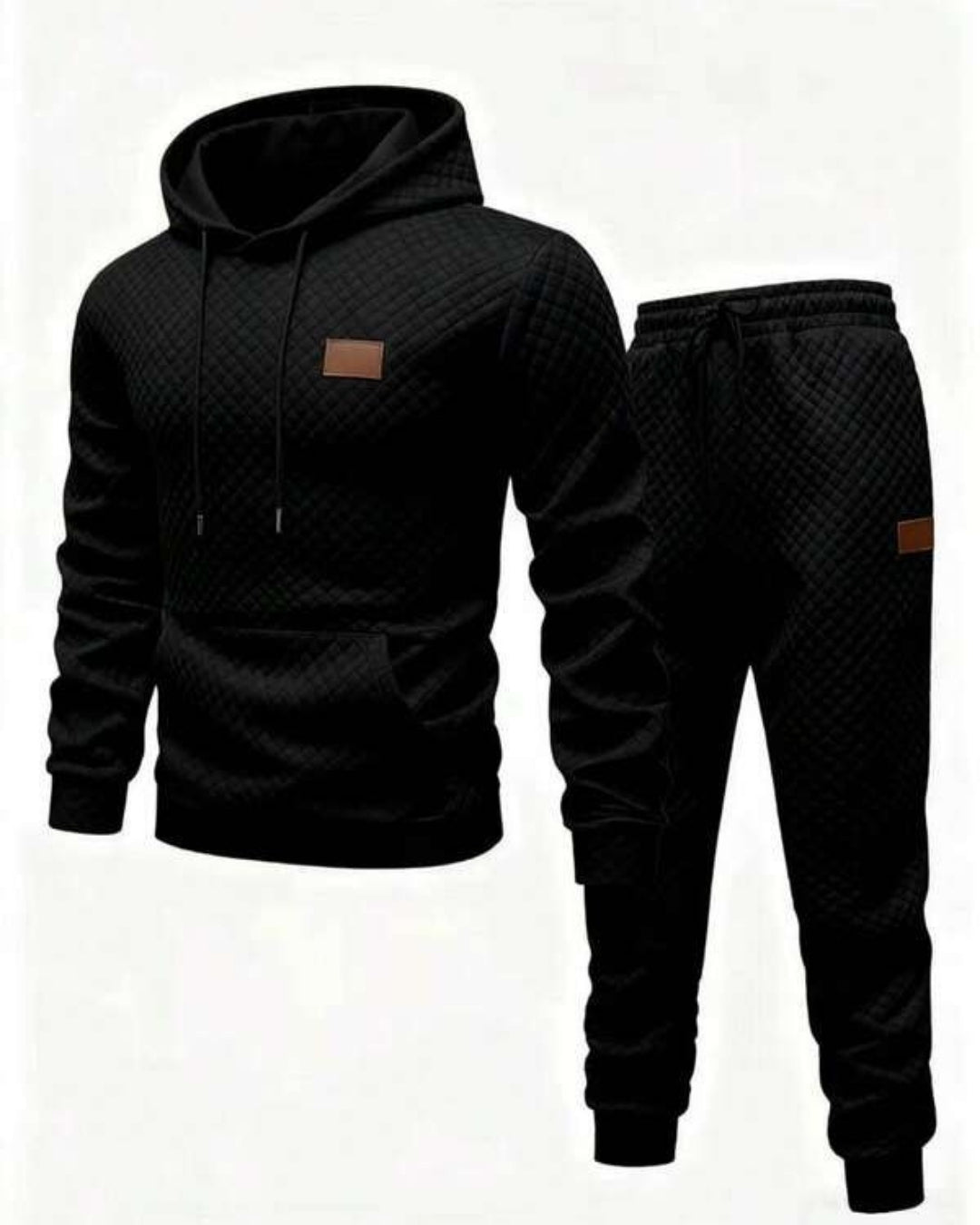 Conjunto Moletom Texturizado e Calça Com Cordão