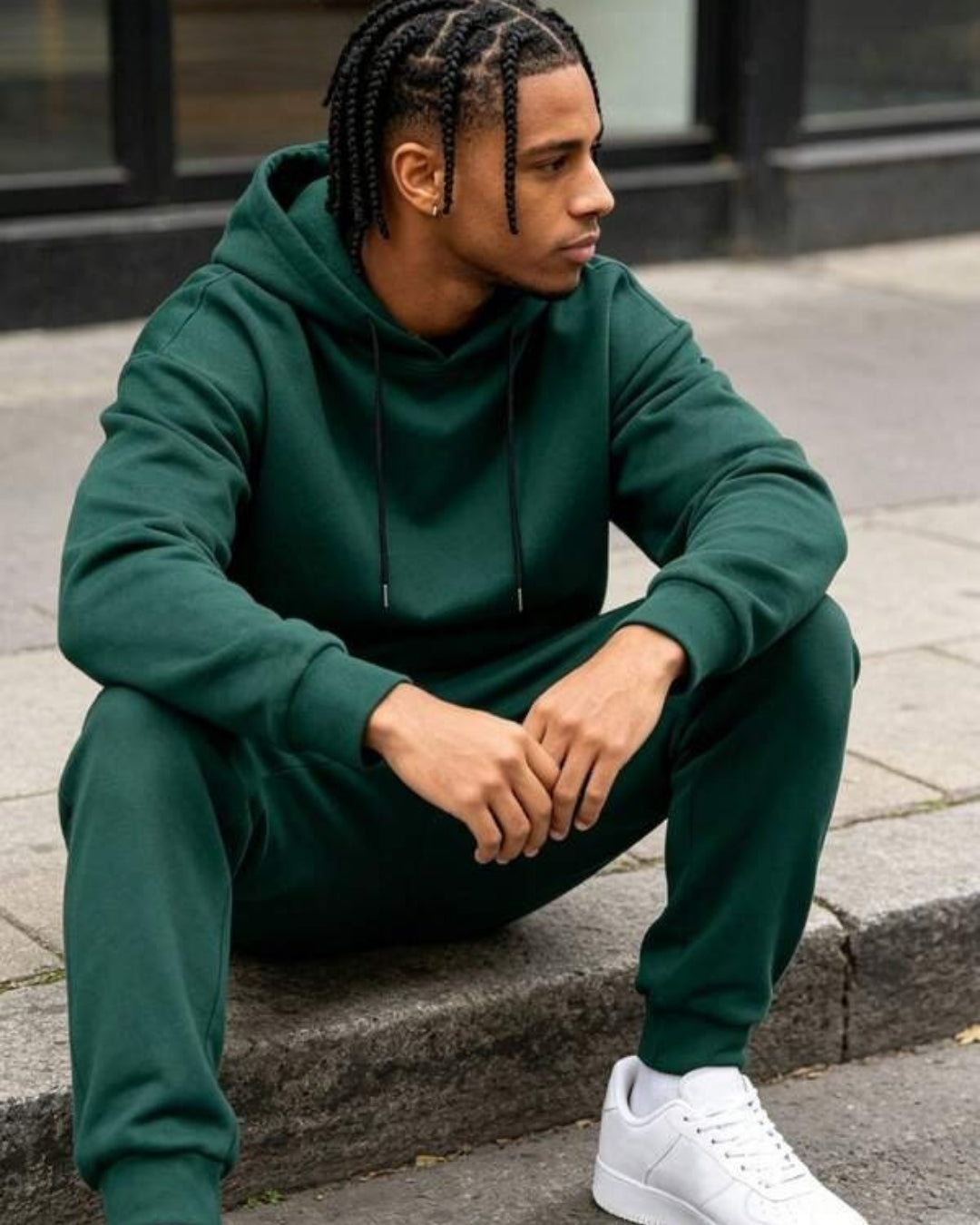 Conjunto Moletom Com Capuz e Calça Com Cordão