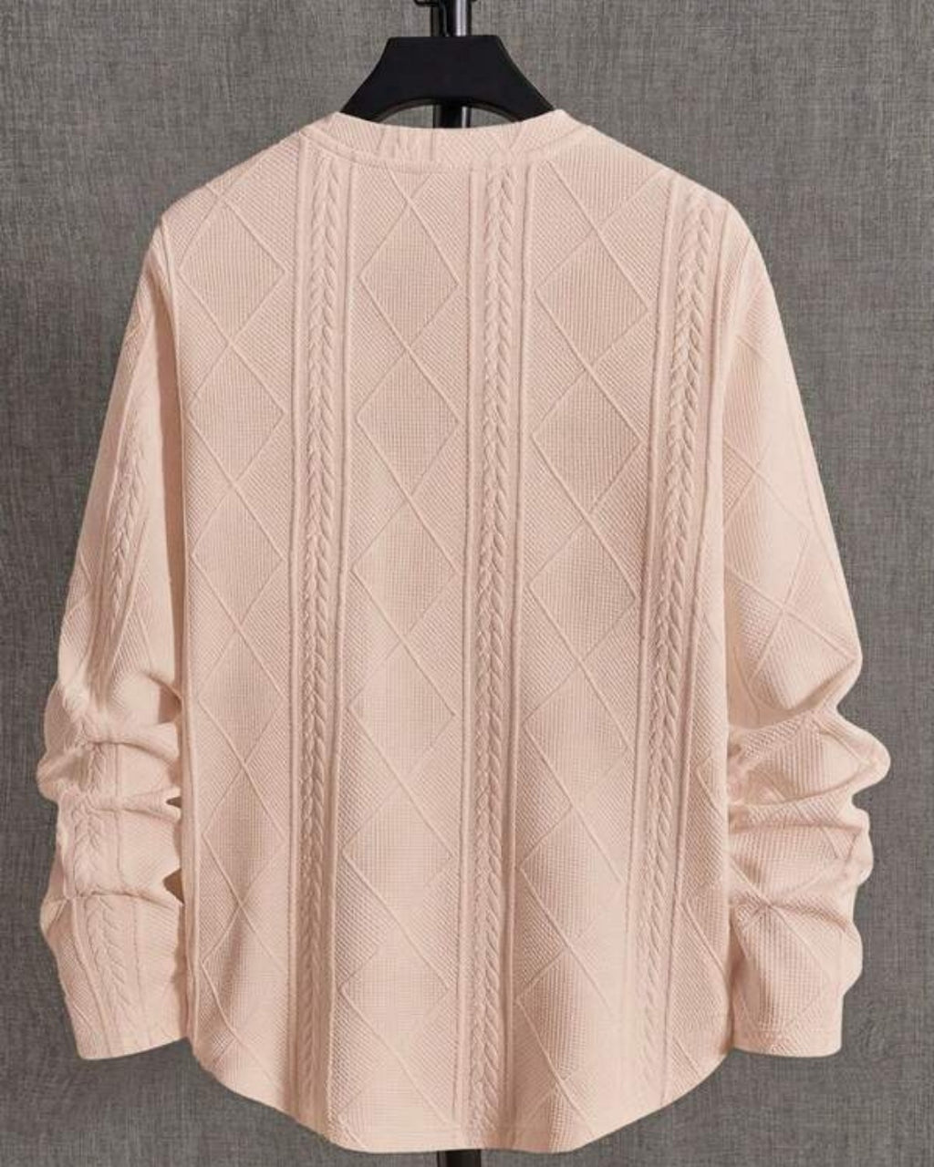 Suéter Tricot Texturizado Patch Gola Redonda Com Ribana Casual