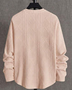 Suéter Tricot Texturizado Patch Gola Redonda Com Ribana Casual
