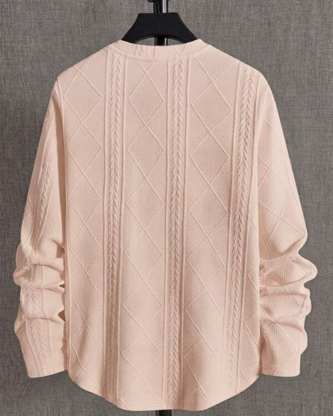 Suéter Tricot Texturizado Patch Gola Redonda Com Ribana Casual