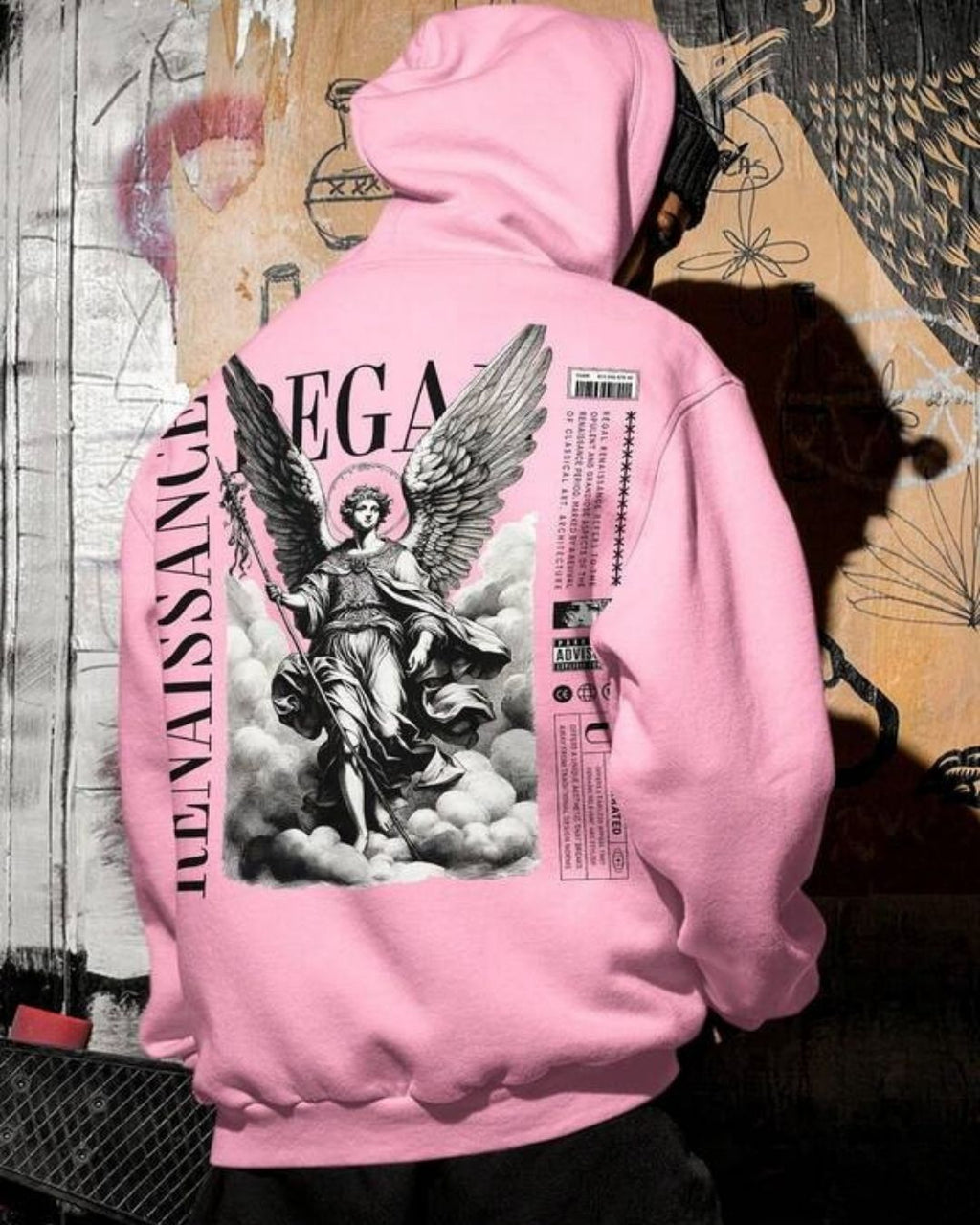 Moletom Com Capuz Estampa Angelical Costas Lettering Vertical